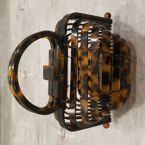 💕CULT GAIA💕 Lillith Bag ~ Tortoise Acrylic Mini Top Handle Bag Collapsible - Picture 11 of 16